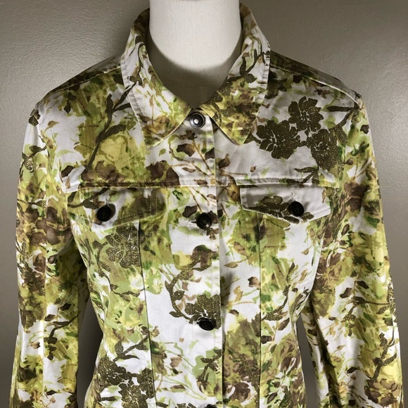 c.l.o.t.h.e.s. Floral Print Button Front Denim Jacket Size M - Picture 2 of 13